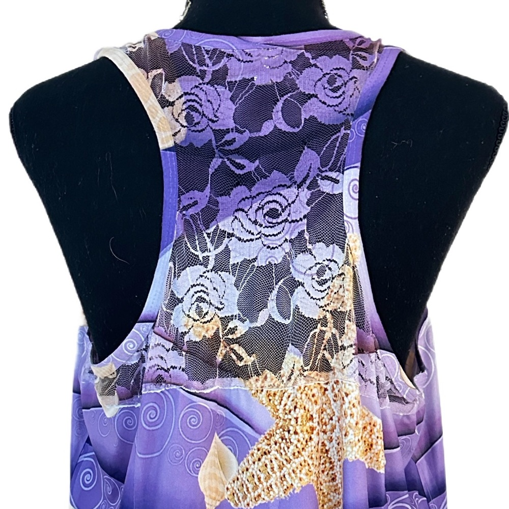 #46 INDIA BOUTIQUE ~ Purple/Gold or Pink/Gold Asymmetrical Lace Dress/Cover Up - Picture 3 of 9